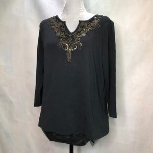 Amber Sun light long sleeve sweater sequin accents